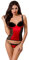Selente Love & Fun verführerisches 3-teiliges Damen Dessous-Set aus Corsage, Slip und exklusiver Satin-Augenbinde Made in EU, rot-schwarz-Nieten-Corsage,Gr. S/M