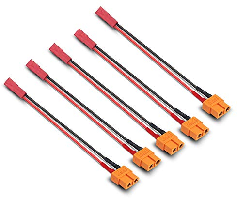 Taikuwu XT60 weiblich auf JST weiblich Adapterkabel 5 Stück - Stecker Adapter mit 10cm 20AWG Silikonkabel für RC-Modellbau Drohnen