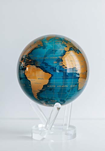 MOVA Globus, Blau und Gold 6 mit Sockel, solarbetriebener drehbarer Globus, einzigartiges Geschenk und Heim- oder Schreibtischdekoration für Männer, Frauen, Kinder