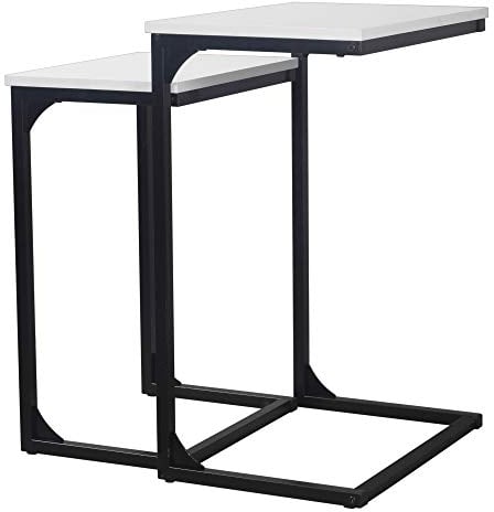 URBNLIVING Seville Modern Wooden Metal Frame Side End Table Nesting Coffee Living Bedroom (White)