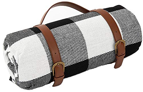 Karierte Picknick-Decke wasserdicht Sandfest Stranddecke Lederriemen tragbar faltbar Feuchtigkeitsdichte Matte isoliert Teppich zum draussen Camping Reise Wandern 150x200cm 200x200 cm