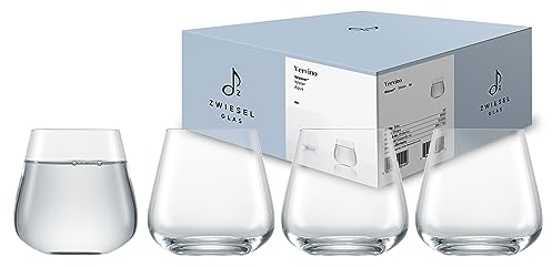 Zwiesel Glas Wasserglas Vervino (4-er Set), vielseitige Trinkgläser mit Moussierpunkt, spülmaschinenfeste Tritan-Kristallgläser, Made in Germany (Art.-Nr. 122204)