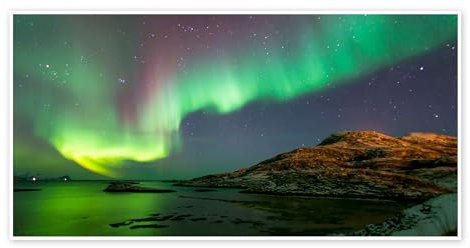 Nordlichter bei Tromsø, Norwegen Poster von Louise Murray 40 x 20 cm Wandbilder Wanddeko