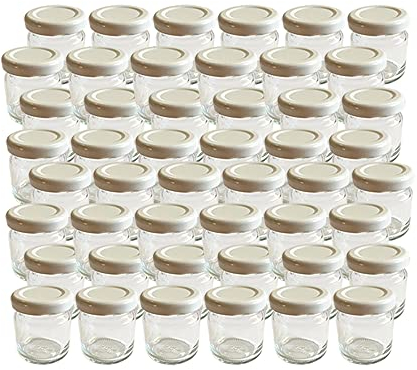 Vitrea 50x Marmeladengläser kleine 50 ml Gläschen mit Schraub-Deckel Weiß - Mini Einmachgläser - Honiggläser - Probiergläser für Gastgeschenke & Hochzeit Made in Germany (50)