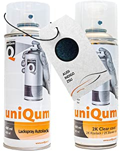 UniQum Autolack + Klarlack 2K Spraydose für AUDI INDIGO Z5U Autolack Reparatur 2 x 400 ml