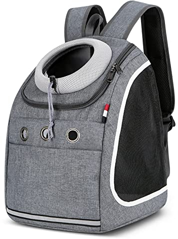 ALLSOPETS Haustier Hunde Rucksäcke Tragbar Transport Rucksack Reisen Tragetasche für Haustiere Reisen Atmungsaktive Tagesrucksack für Große Katzen Kleine Hunde (Dunkelgrau)