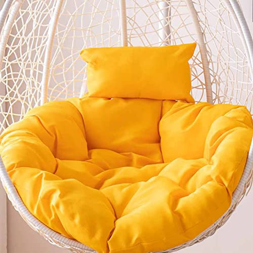SHAIRMB Epais Coussin Fauteuil Suspendu avec Oreiller, Exterieur Coussin pour Fauteuil Oeuf Suspendu Coussin, Fauteuil Balancoire, Chaise Oeuf, Chaise Suspendue,Jaune,120cm