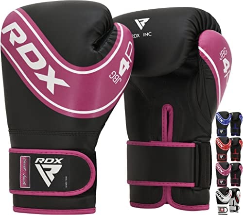 RDX Guantoni da Boxe Bambini Muay Thai e Allenamento, Maya Hide Pelle, 6oz 4oz Junior Combattimento Guanti da Sacco Bambino per Sparring Sacchi Pugilato Punzonatura MMA Kick Boxing Gioventù Gloves