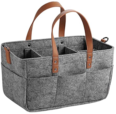 Harilla Baby-Wickeltasche aus Filz, geräumiges, stilvoll, mehrere Taschen, Handtasche, Wochenendtasche, Organizer für Babyprodukte, wiederverwendbar, Dunkelgrau
