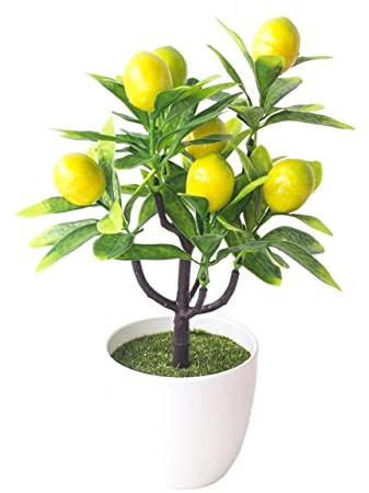 HXSCOO Artificial Plant Bonsai Orange Pomegranate Fruit Tree Window Sill Decoration Plastic Garden Fake Plant Potted Home Decoration (Color : Yellow Cherry Tomato)