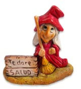 Figura decorativa Bruja Escoba 100% hecha a mano (Rojo, Salud)