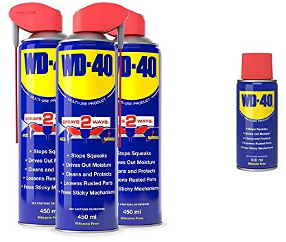 WD-40 Smart Straw Triple Pack 450ml | Multi-Use Lubricant & Corrosion Inhibitor for Home, Garage & Workshop & Multi-Use Product Original Spray Can 100ml