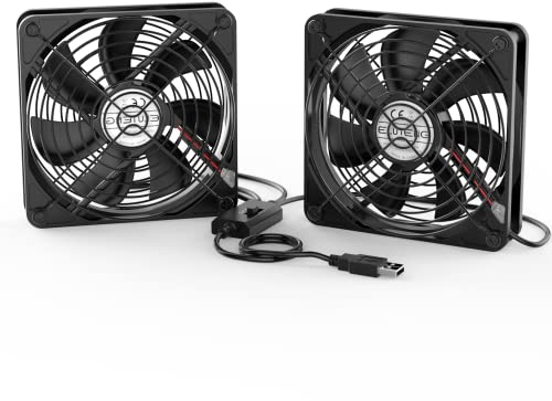 ELUTENG 2 en 1 USB Ventilador 140mm 5V, Doble USB PC Ventilador Portatil Silencioso con 3 Velocidades Ajustables Compatible con PS4 / Laptop/TV Box/Router
