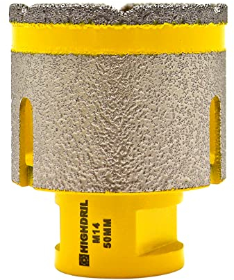 HIGHDRIL Diamond Fingerfräser - Broca seca de 50 mm para taladrar, fresar y ampliar agujeros en cerámica, porcelana, azulejos, mármol, granito y piedra artificial