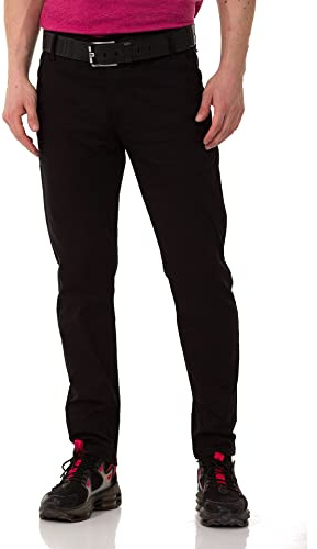 Cipo & Baxx Herren Chinohose Stretch Basic Baumwolle Slim Fit CD842 Schwarz W33 L34
