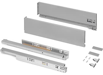 Emuca - Cajón exterior Vertex 40 kg de altura 131 mm, Profundidad:350mm, Pintado gris, Acero, 1 ud.