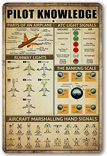 Retro Pilot Wissen Metallschilder Vintage Flugzeug Dekor für Zuhause Luftfahrt Kunst Wanddekoration Flugzeug Dekorationen für Jungen Zimmer Schilder Geschenke für Luftfahrtliebhaber WWII Poster