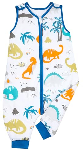 FLYISH DIRECT Baby Schlafsack mit Füßen Winter Schlafsack mit Beinen, 2.5 tog Baumwolle Babyschlafsack, Ärmellos Baby Schlafsack, L