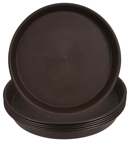 HAKZEON Lot de 10 soucoupes rondes en plastique de 30 cm pour intérieur et extérieur, marron