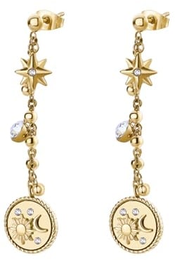 Brosway Ohrringe Chakra für Damen aus Edelstahl und Kristallglas in der Farbe Gold, Länge: 50 mm, BHKE147