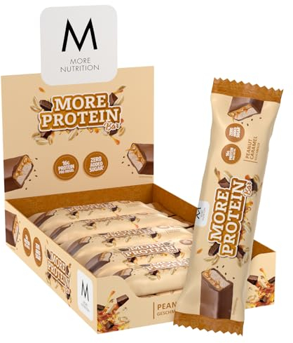 MORE Protein Bar, 10er Box Protein Riegel, 10 x 50 g, Peanut Caramel