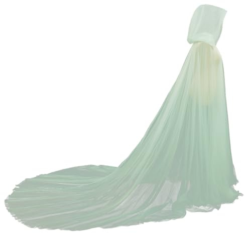 GRACEART Damen Tüll Umhang Hochzeit Mantel mit Kapuze Lange Jacke Braut Wraps Cape
