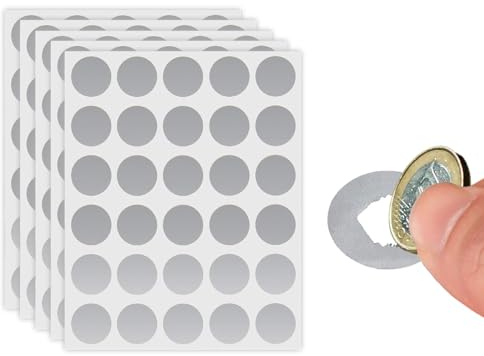 KAPSING 150 Stück Rubbelsticker Etiketten, 25mm Silber Runde Rubbellose Aufkleber, Scratch Sticker, für Hochzeit