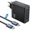 NOHON USB C Rápido Cargador: 100 W PD 3.0 GAN Fuente de Alimentación con Cable Tipo C Carga Rápida 140 W 1,2 M | PPS 4 Puertos Compatible con iPhone 12 13 14 15 MacBook iPad Laptop Galaxy S23