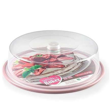 PlasticForte Copritorta Copri Torta Contenitore con Vassoio Baker Rosa 32 cm