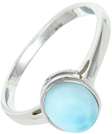 SILVERNROCK Larimar Edelstein-Bandring 925er Sterlingsilber-Bandring Herren- und Damen-Bandring alle Größen handgefertigter Schmuck ERG-1156A_58 (18.5)