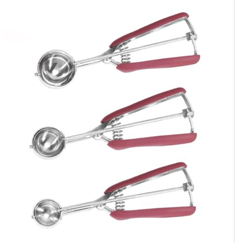 ZONADAH Set of 3 Ice Cream Scoop Stainless Steel Cookie Scoop 3cm 4cm 5cm Digging Ball Scooper Dough Food Baller Spoon for Fruit Potato Ice Cream Cupcake