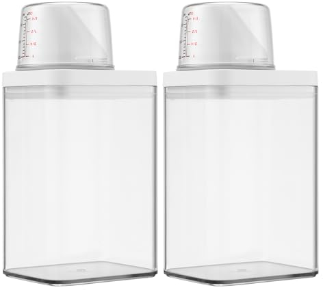 2 dispensador detergente Lavadora,1100ML Vaso medidor Multifuncional Tipo dosificador detergente Lavadora,dispensador detergente,También Puede Utilizarse para almacenar arroz y Otros Alimentos.