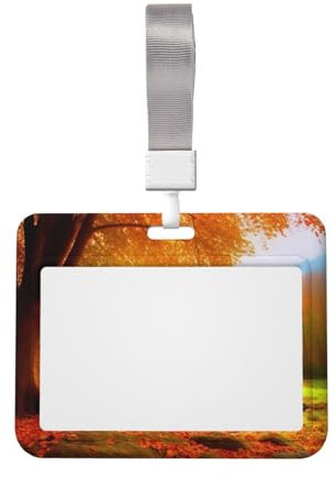 Porte-badge avec lanière - Beau porte-badge imprimé d'automne - Pour infirmière, médecin, bureau, nom et carte de crédit - 10 x 8 cm