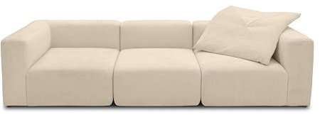 DOMO. collection Sofa Adrian, Modul-Sofa, 3-Sitzer aus 2 x Ecksessel und 1 x Sessel, Bigsofa, Modul-Couch, 3 Polster-Elemente, 3er Couch, 301 x 108 x 69 cm (BxTxH), beige