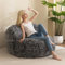 BYBYME Riesiger Sitzsack-Stuhl, übergroßer Sitzsack Sofa Couch für Erwachsene und Kinder, künstlicher Halbmond Soja-Beutel für Lesen Entspannen, Schwarz