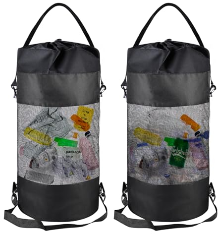 Pfandflaschen Sammelbehälter, 2 Stück Pfandbehälter mit Loch, Flaschensammler mit Deckel, Pfandflaschen Aufbewahrung, Leergut Sammelbehälter, Pfandflaschen Behälter für Camping Garten Küche