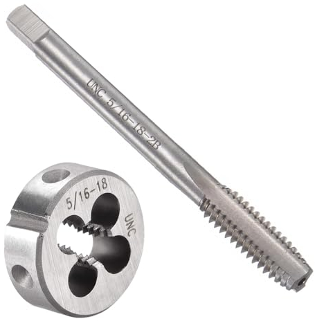 Saipe Gewindeschneider-Set, Schnellarbeitsstahl und legierter Stahl, gerader Nut- und Rundgewinde, Rechtshänder, Gewindebohrwerkzeug, 5/16-Zoll-18 UNC, 2 Stück