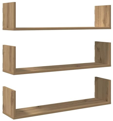 vidaXL Wall Shelves 3 pcs Artisian Oak 80x18x18 cm Engineered Wood