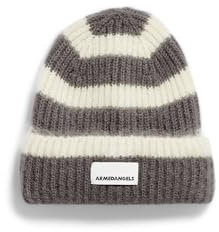 ARMEDANGELS Unisex Mütze aus Mohair-Woll Mix KAYAAS STRIPES Iron Cast-Oatmilk ONE SIZE