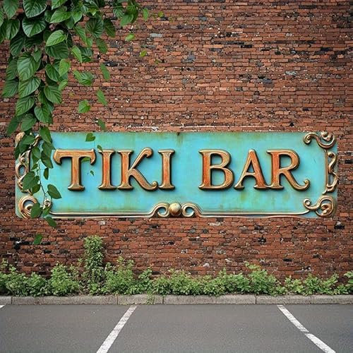 Cartello da bar, idea regalo vintage in metallo, decorazione da parete TIKI BAR, cartello stradale divertente per la grotta dell'uomo, accessori decorativi per casa, bar, bagno, camera da letto,