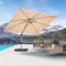 PURPLE LEAF Parasol Déporté 2,7 x 3,5 m Rectangulaire, Toit à Rotatif 360°, Protection UPF 50+, Parasol De Jardin Extérieur avec Poteau Champagne Suspendu en Aluminium, Pour Piscine, Terrasse, Kaki