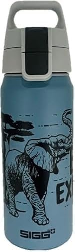 WMB SIGG - Alu Trinkflasche Kinder ONE Brave Elefant - Für Kohlensäurehaltige Getränke Geeignet - Auslaufsicher - Federleicht - BPA-frei - Klimaneutral Zertifiziert - Sport & Schule - Blau - 0,6L