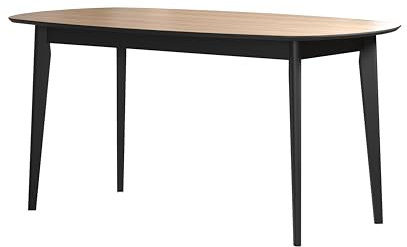 trendteam smart living - Ronin - Esstisch - Eiche/Schwarz lackiert - ovaler Esstisch mit Füßen aus Massivholz - (BxHxT) 160 x 77 x 90 cm - Platz für bis zu 8 Personen