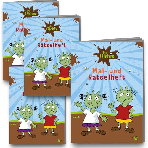 4 Mal- und Rätselhefte * OLCHIS * mit 12 Seiten in DIN A6 | perfekt als Mitgebsel oder Geschenk | Die Olchi Malbuch Malen Malblock Kinder