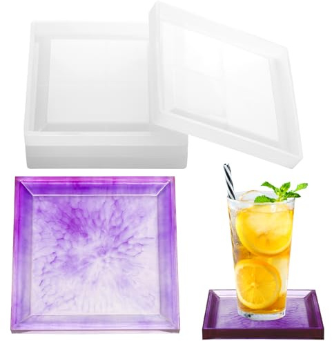 Luxeu Silikonformen Epoxidharz, 4 Stück Silikonform Untersetzer, Gießformen Silikon, Resin Formen, Gießformen für Beton, DIY Basteln, Heimdekoration, Epoxidharz Zubehör