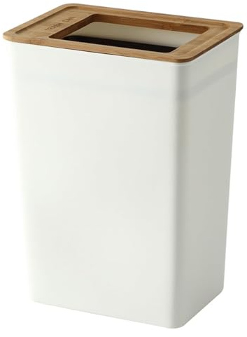 Überdachter Quadratischer Mülleimer Für Den Innenbereich, Geteilter Mülleimer, Elegantes Künstlerisches Leben Für Zu Hause, Waschraum, Badezimmer, Toilette, White, 15L