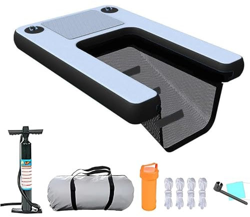 CHZDPP Hundewasserrampe für Pool Aufblasbare Hundepool-Rampe mit Pumpe/Seil/Reparaturset, Wasserrampe für Hunde, Sicherheitsrampen für große und kleine Hunde(Gray)