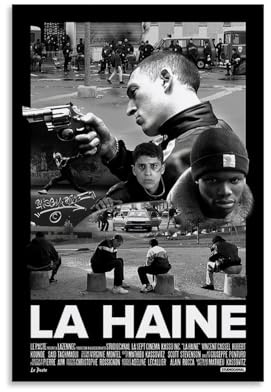 La Haine Poster, ästhetische Wandkunst, Leinwand, Vintage-Poster, dekoratives Gemälde für Wohnzimmer, Schlafzimmer, Dekoration, 30 x 45 cm, ungerahmter Stil