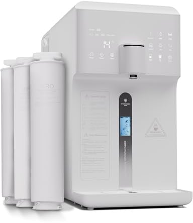 KLARSTEIN AquaLine Filtro Agua Grifo Osmosis Inversa, Sistema Filtros Agua Encimera 6L, Ionizador de Hidrógeno y Agua Caliente, Etapas, 3 Filtros, Sistema de Filtración de Agua