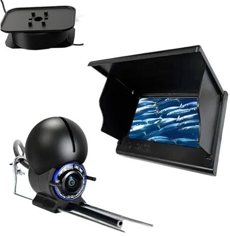 Fishcam Underwater Fishing Camera, Portable Fishing Finders Camera Upgraded Fish Finder HD Night Vision Water Cameras Waterproof Long-Lasting Underwater Action Cameras Ice Lake Boat(65.6ft Wire)
